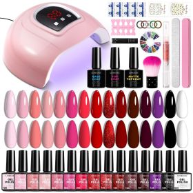 limegirl gel nail polish kit with U V lamp 15 color semi permanent gel nail polish kit with frosted top paint primer nail tool set