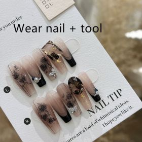 Handmade Long Camellia Girl Nail Tip (Option: Wear A Plus Tool-XS)