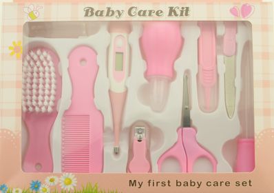 Maternal and Infant Thermometer Feeding Nasal Nasal Care 10 Piece Set Baby Manicure Clamp Nail Clipper Set (Option: Pink)