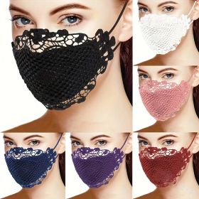 6PCS Sexy Lace Face Mask For Women- Adjustable Ear Loops- Cute, Sexy Washable And Reusable (Option: 6pcs)