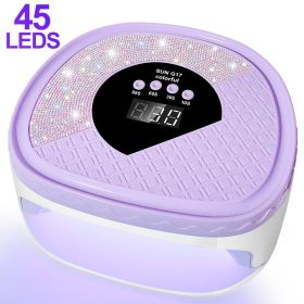 UV Nail Dryer Gel Nail Lamp, LED Light For Gel Polish-4 Timers Professional Nail Art Accessories Nail Lamp With 42 Beads & Touch Display, Shining (Option: Purple)
