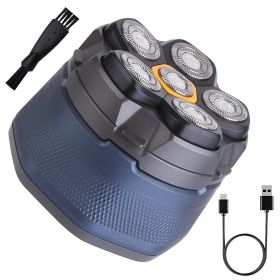 1Pc  Cordless Electric Head Shaver For Men 6D Magnetic Floating Head IPX6 Waterproof Wet Dry Shaving Electric Razor Type-C Rechargeable Trimmer W (Color: Blue)