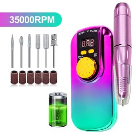 Portable Electric Nail Drill Cordless,35000 RPM Electric Nail File With Holder,Rechargeable Nail Drill E Filer For Nails,Electric Nail Buffer Nai (Option: Greener)