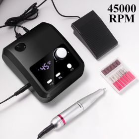 Electric Nail Drill Professional - 45000 RPM Nail File Kit Machine With LCD Display, Hand & Foot Control Low Noise For Acrylic, Gel Nails, Manicu (Option: Black)