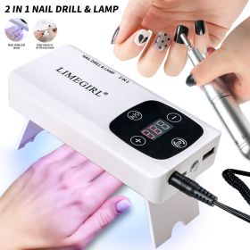 Portable Nail Drill Machine - 2-in-1 Portable Nail Drill Machine - 45000RPM Electric Professional Nail Lathe With LED Lamp - Nail Salon Dryer Ele (Option: White)