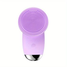 CONESN Electric Facial Cleansing Brush,Silicone Facial Cleansing Brush, Electric Silicone Face Brush, Sonic Facial Cleansing Brush For Makeup Rem (material: ABS+Silicone, Color: Purple)