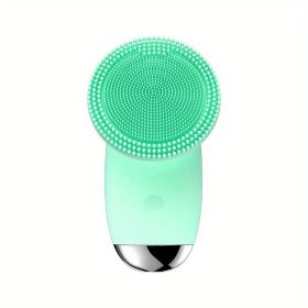 CONESN Electric Facial Cleansing Brush,Silicone Facial Cleansing Brush, Electric Silicone Face Brush, Sonic Facial Cleansing Brush For Makeup Rem (material: ABS+Silicone, Color: Green)