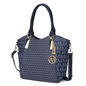 MKF Collection Devorah Signature Printed Vegan Leather Women's Tote Bag by Mia K (Color: Navy)