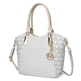 MKF Collection Devorah Signature Printed Vegan Leather Women's Tote Bag by Mia K (Color: White)