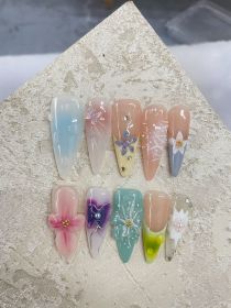 Hand-painted Three-dimensional Carved High Class Elegant Long Hand-worn Armor Hand-made (Option: Long Tip-M)